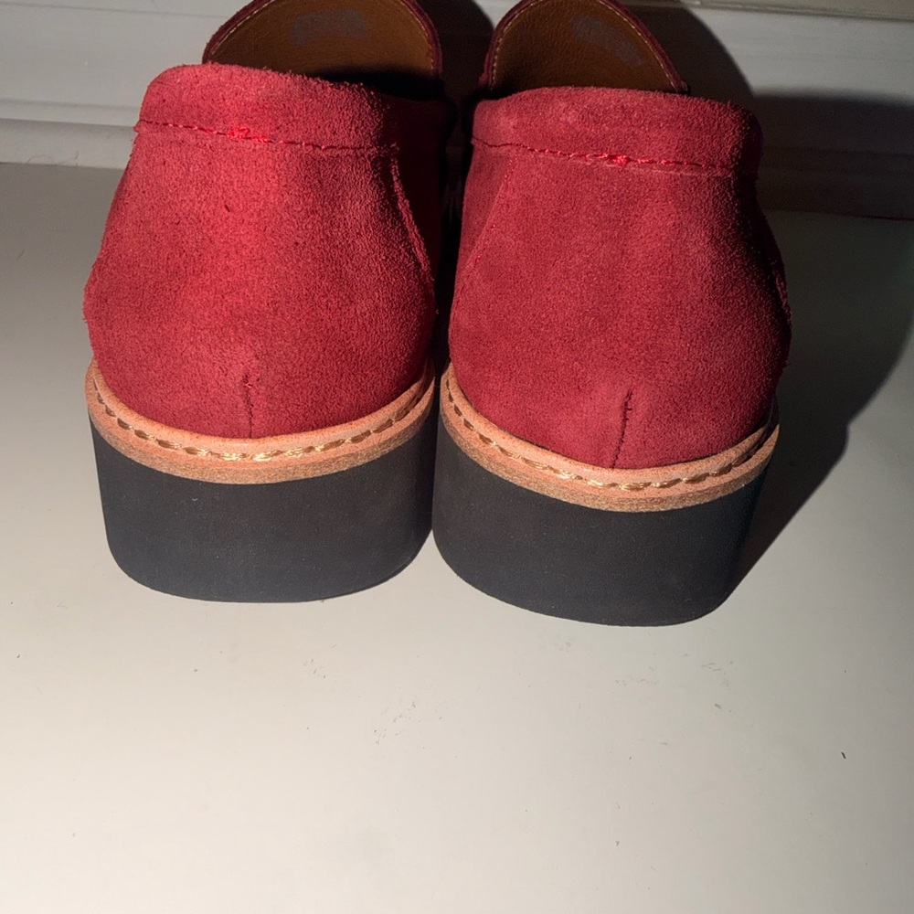 Donald Pliner Helio Red Suede Horsebit Leather Loafers - Picture 9 of 10